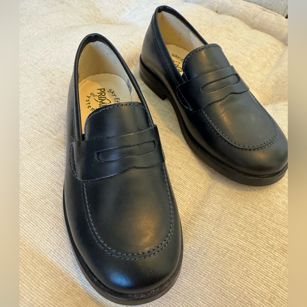 Toddler boy black Italian leather loafers - 8T